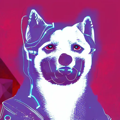 Image similar to cyberpunk shiba inu, digital art, high quality, high resolution