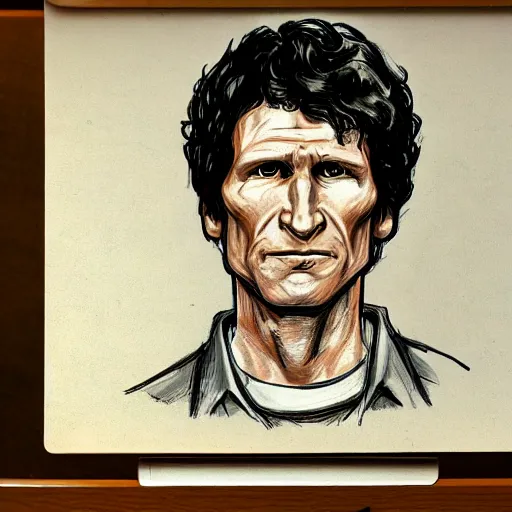 Prompt: todd howard courtroom sketch