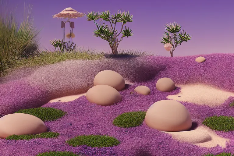 Image similar to perfume bottle buried flowers at a zen oasis hotspring by peter tarka in the middle of a desert with little flowers, soft lilac skies, silky smooth, dramatic, mid day, sand dune background, large scale, wind - swept, lots of detail, realistic lighting, octane render, by wlop, artgerm, trending on artstation