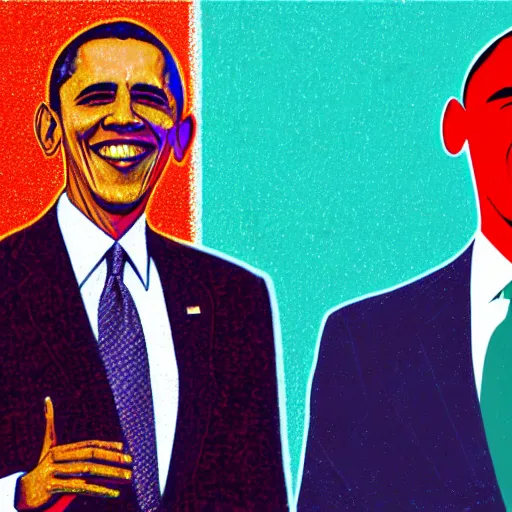 Image similar to obama on dmt, dmt artwork, obama in a sweet suit, presidential art