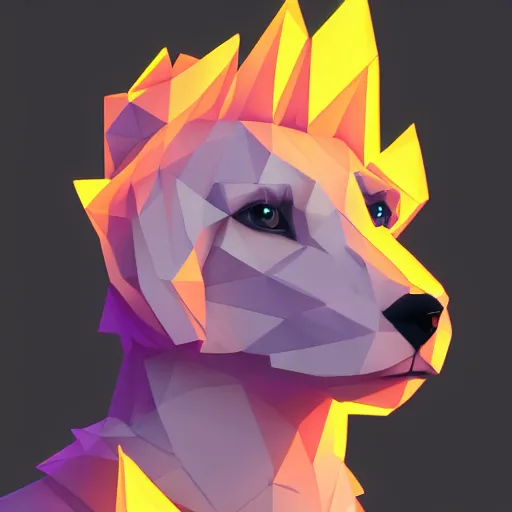 Prompt: aesthetic albino dog fursona portrait, commission of a anthropomorphic lion on fire, fursona wearing stylish clothes, winter armosphere, pastel simple art, low poly