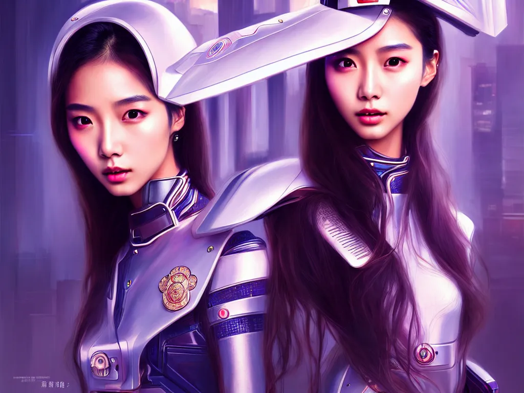 Image similar to portrait angelababy, futuristic hong kong police uniform girl, at future neon light rooftop, ssci - fi and fantasy, intricate and very very beautiful and elegant, highly detailed, digital painting, artstation, concept art, smooth and sharp focus, illustration, art by tan zi and ayanamikodon and alphonse mucha and wlop