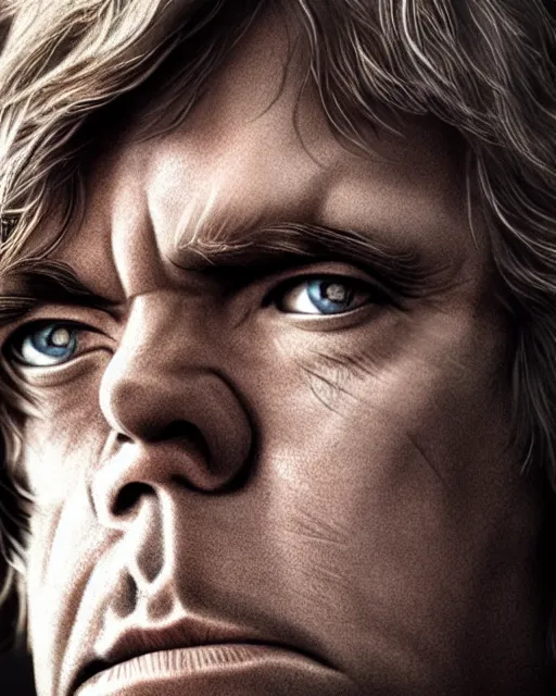 Image similar to very low angle high quality hyper realistic portrait of luke skywalker, dark dramatic portrait realistic and insanely detailed, 8 k