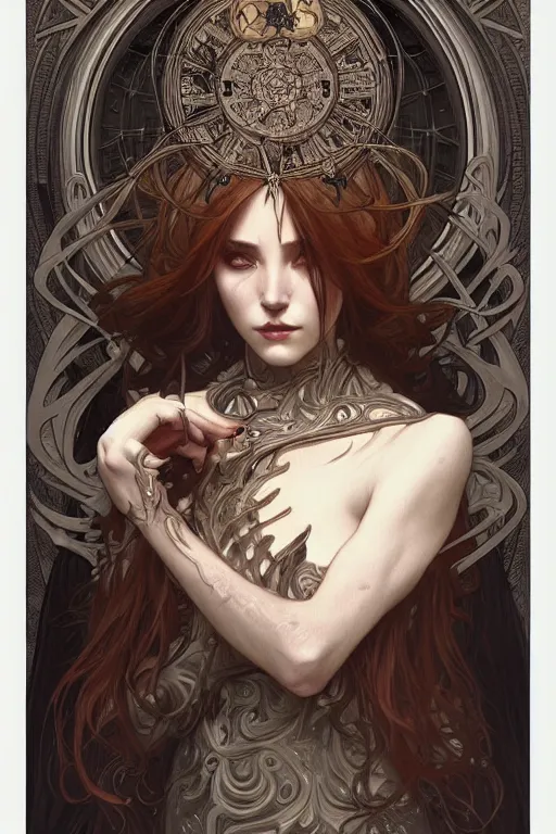 Prompt: witcraft, the occult, horrific, dark fantasy, intricate, elegant, highly detailed, digital painting, artstation, concept art, matte, sharp focus, illustration, art by artgerm and alphonse mucha