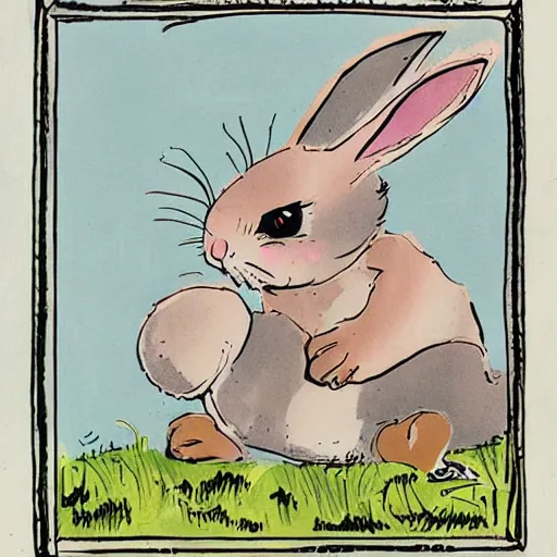 Image similar to bunny, fantasy illustration, illustrated by quentin blake