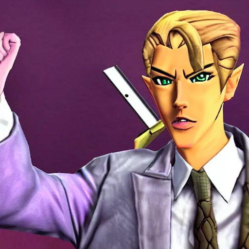 Prompt: Kira Yoshikage in Legend of zelda: ocarina of time