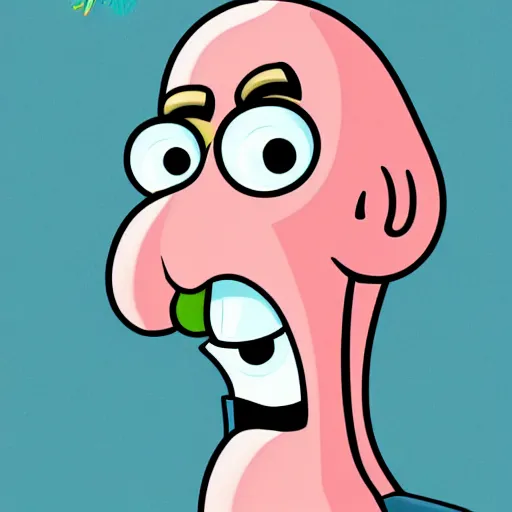 Prompt: handsome squidward portrait, cartoon network, detailed style, big eyes, big smile, vivid colors