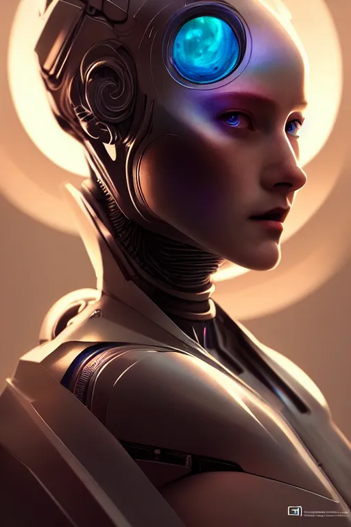 Image similar to ultra detailed, the creation of a female android, sci - fi, eerie, cyborg, cyberpunk, fantasy, triadic color scheme, octane render, matte painting, asymmetrical, intricate concept art, triadic color scheme, art by artgerm and michelangelo and dzo and greg rutkowski and alphonse mucha and wlop