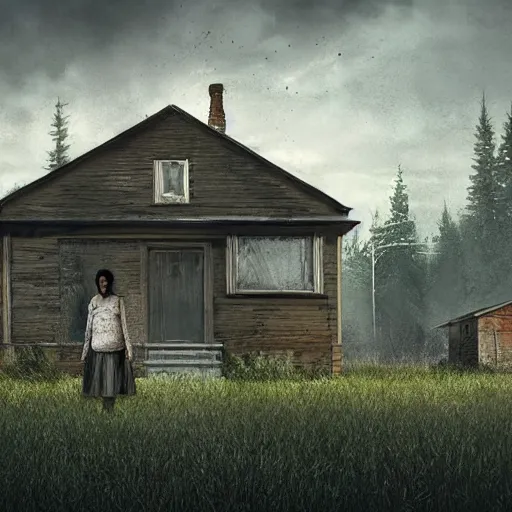 Image similar to a scene from the canadian rural gothic short film'mouth and mind ', concept art, realistic modern supernatural horror thriller aesthetic, hd 4 k 8 k digital matte painting, by david mattingly and michael whelan and samuel araya. layout in the style of christopher mckenna and gregory crewdson