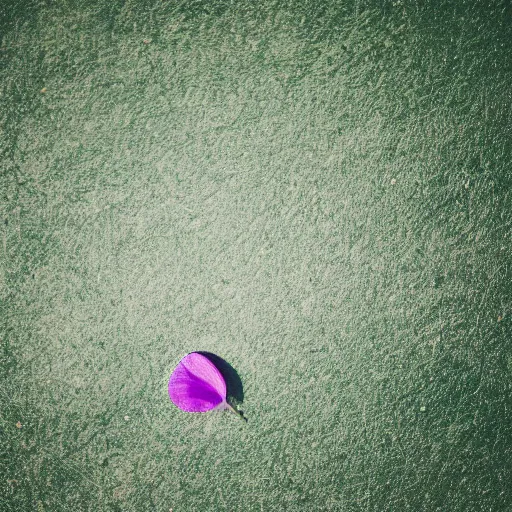 Image similar to closeup photo of 1 lone purple petal flying above a kids in park, city, aerial view, shallow depth of field, cinematic, 8 0 mm, f 1. 8 - c 1 2. 0