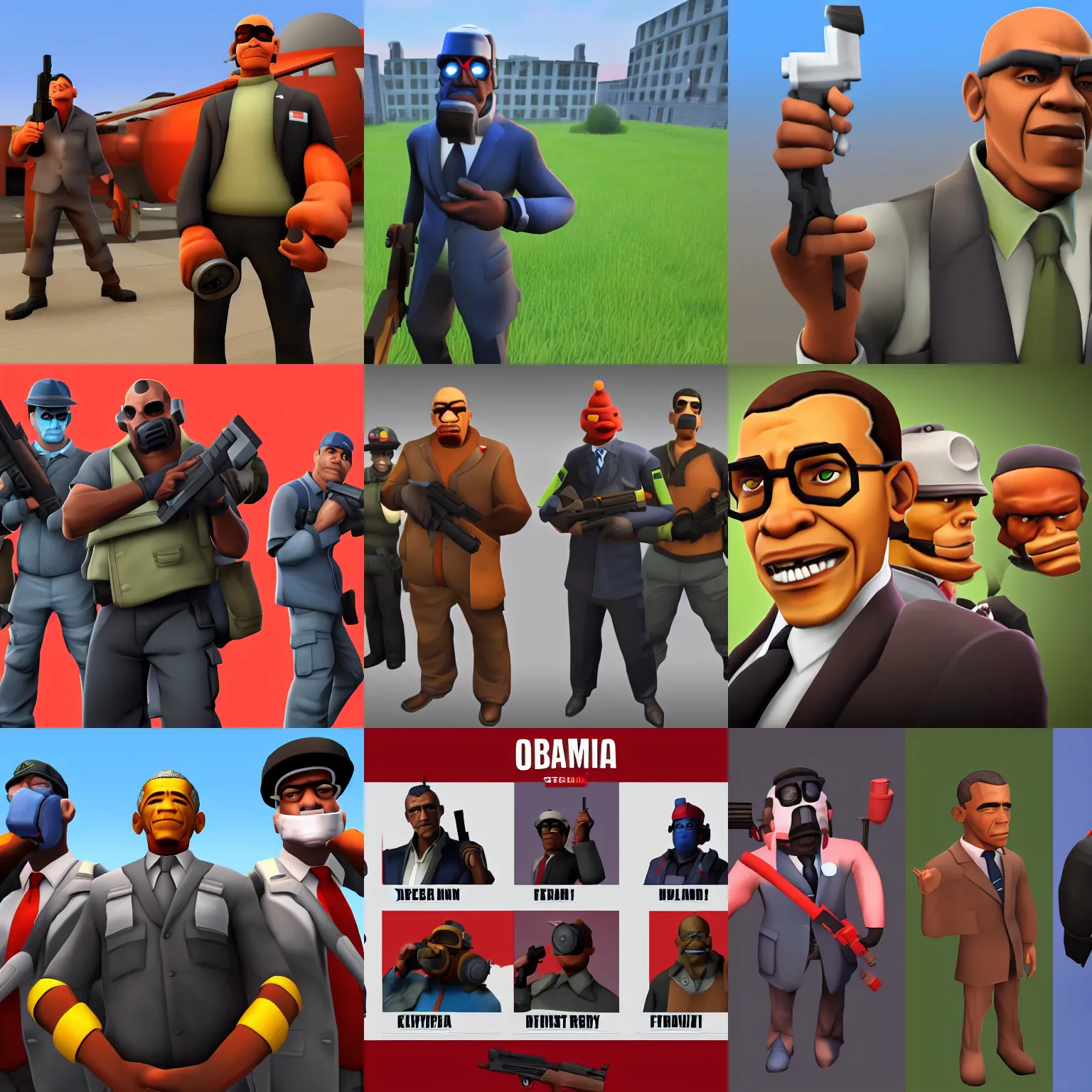 Prompt: obama team fortress 2 class, rendered in sfm