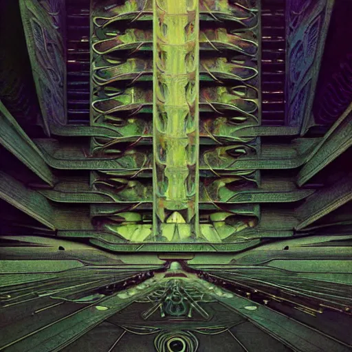 Image similar to extremely psychedelic beautiful brutalist architecture infected by night. intricate, elegant, highly detailed, extremely lifelike photorealistic digital painting, artstation. steichen, gaston bussiere, tom bagshaw, brutalist cyberpunk alphonse mucha. elegant minimalism. anatomically correct. sharp focus. brutalism. surreal lush cosmic hallucination