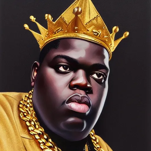 Biggie Smalls portrait; The Notorious B.I.G.; Crown hat; Original Oil –  velvetify