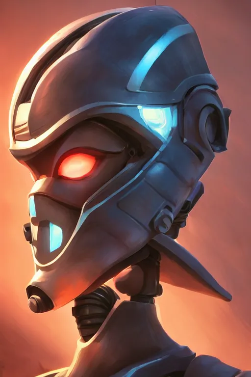 Image similar to epic mask helmet robot ninja portrait stylized as fornite style game design fanart by concept artist gervasio canda, behance hd by jesper ejsing, by rhads, makoto shinkai and lois van baarle, ilya kuvshinov, rossdraws global illumination radiating a glowing aura global illumination ray tracing hdr render in unreal engine 5