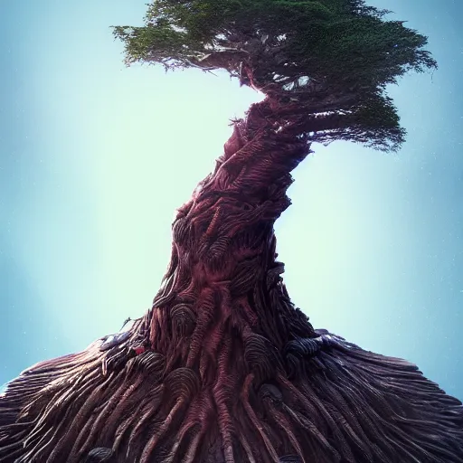 Image similar to donald trump is fused into a tree stump, hyperdetailed, artstation, cgsociety, 8 k