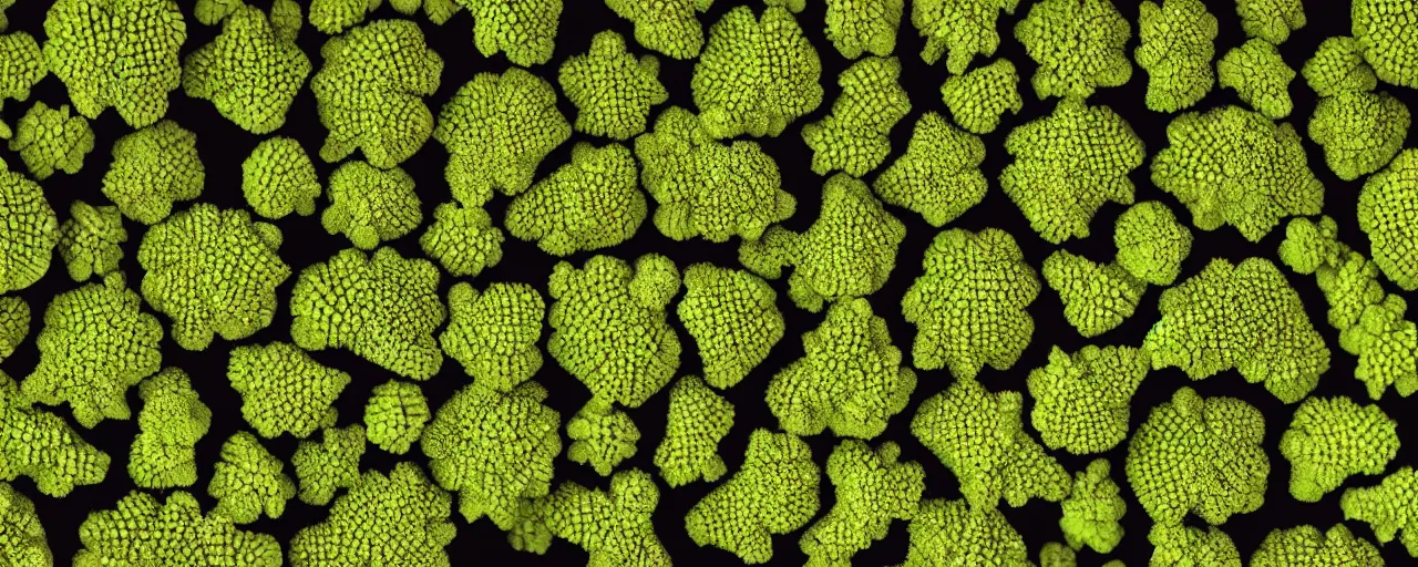 Image similar to city made of romanesco broccoli, close up, depth of field, photorealistic