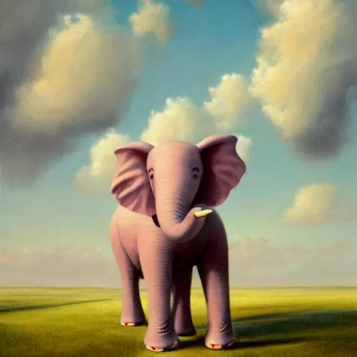 Image similar to A pink elephant happily walking in a field of clouds, illustration, detailed, smooth, by Adolf Lachman, Shaun Tan, Surrealism