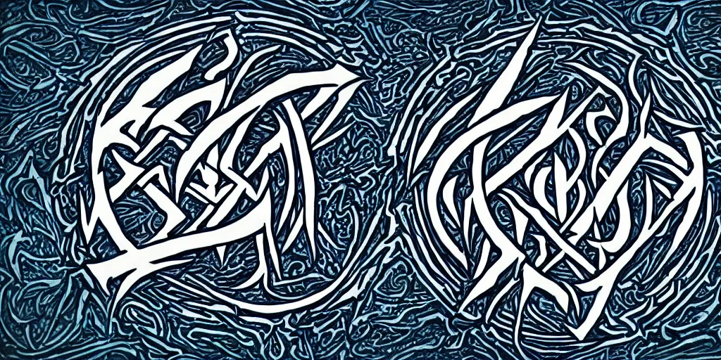 Prompt: symmetrical death metal logo of the word subsume, cerulean, super detailed!