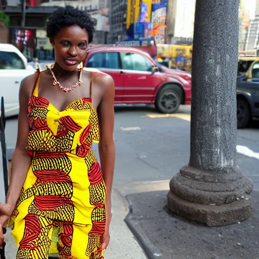 Prompt: African Aphrodite walking in NYC