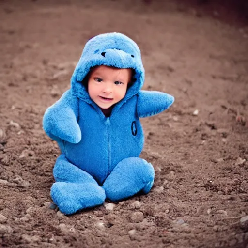 Image similar to cute and cuddly shark cub dressed like a baby