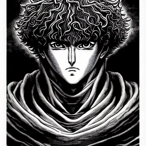 Image similar to a beautiful portrait of man by kentaro miura and gustave dore, berserk style, hyperdetailled manga character