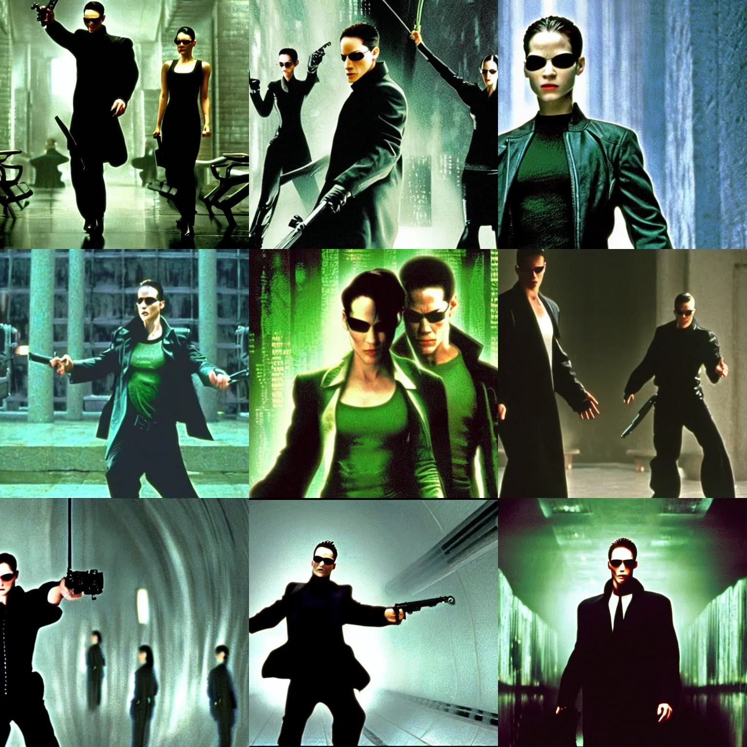 Prompt: a film still from the matrix ( 1 9 9 9 )