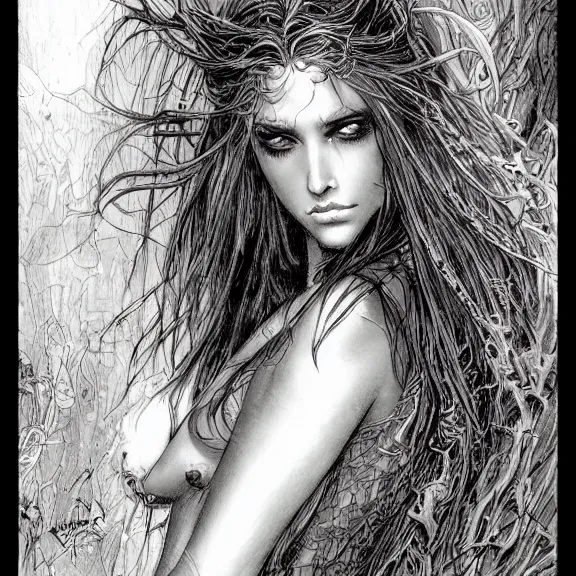 Image similar to a highly detailed portrait in the style of luis royo and in the style of milo manara.