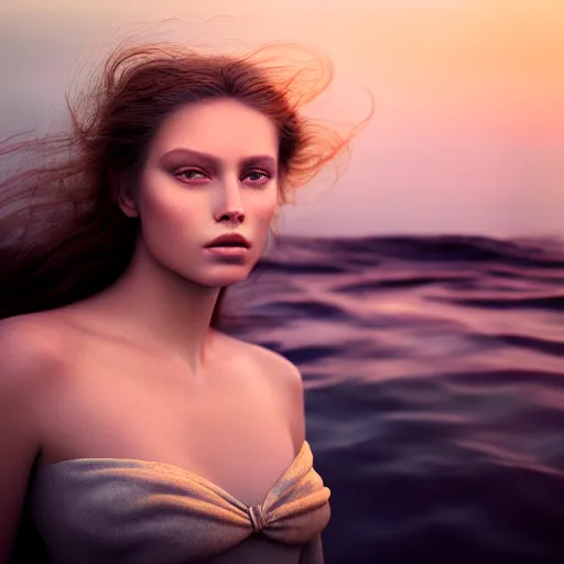 Prompt: photographic portrait of a stunningly beautiful siren female, in soft dreamy light at sunset, contemporary fashion shoot, by edward robert hughes, annie leibovitz and steve mccurry, david lazar, jimmy nelsson, extremely detailed, breathtaking, hyperrealistic, perfect face, octane render