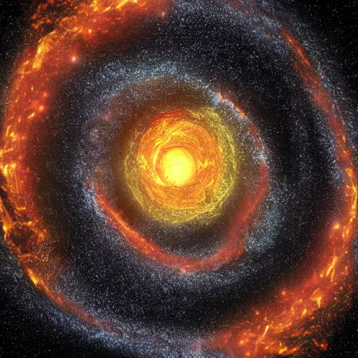 Image similar to gravitational galactic maelstrom, fire, vray