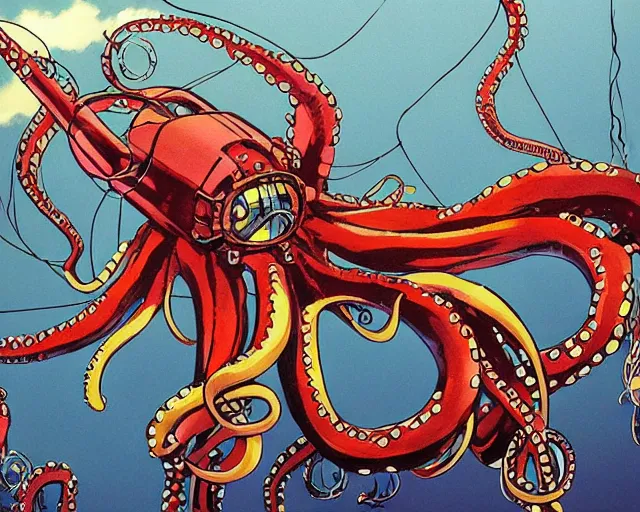 beautiful picture of a giant octopus mecha, anime | Stable Diffusion ...