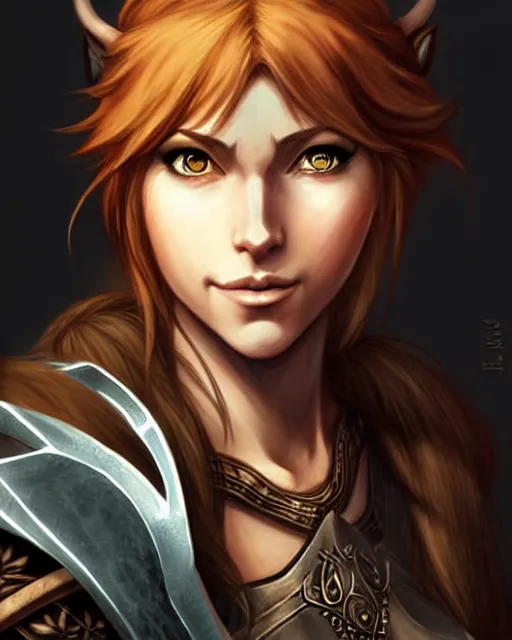 Prompt: Aela the Huntress from Skyrim || cute-fine-face, pretty face, realistic shaded Perfect face, fine details. Anime. realistic shaded lighting poster by Sakimichan and Artgerm, professional manga illustrator