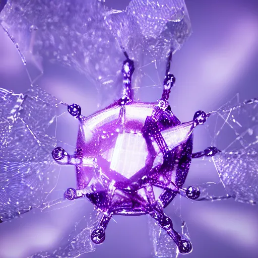 Image similar to violet crystal spider, render, octane, unreal engine, 8 k