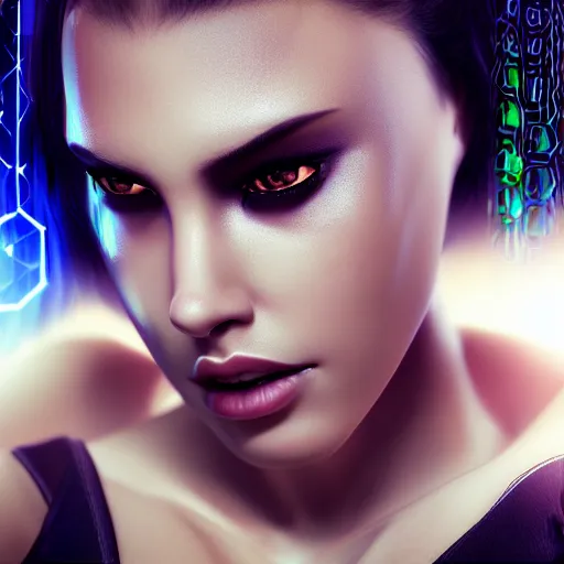 Prompt: young attractive woman, ultrarealistic face, cyberpunk, beautiful body, high detail, realistic cyber arm, closeup 4k