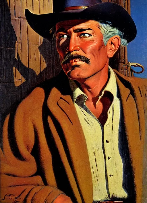 Image similar to old west cowboy. portrait by jean giraud and anton otto fischer and john philip falter and will eisner and gil elvgren