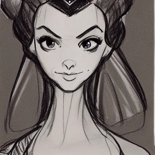 Image similar to milt kahl sketch of victoria justice as princess padme from star wars episode 3