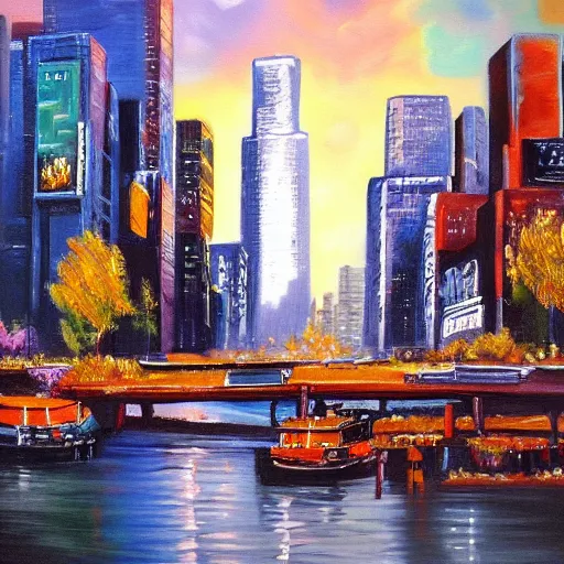 Prompt: bob ross painting of new york city