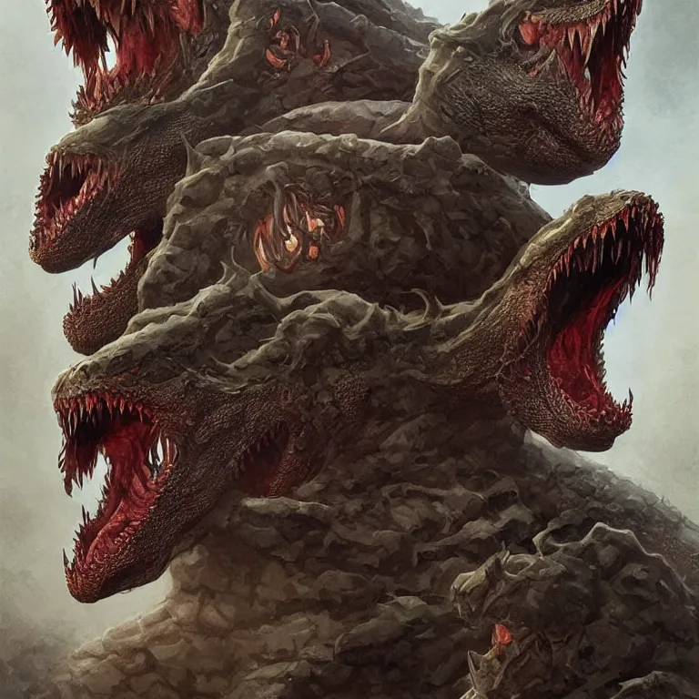 Image similar to two - headed hydra of lerna, jim carey as lloyd christmas beside jeff daniels as harry dunne ( from dumb and dumber ), serpentine water monster, d & d, fantasy, portrait, highly detailed, digital painting, trending on artstation, concept art, sharp focus, illustration, art by artgerm and greg rutkowski and magali villeneuve