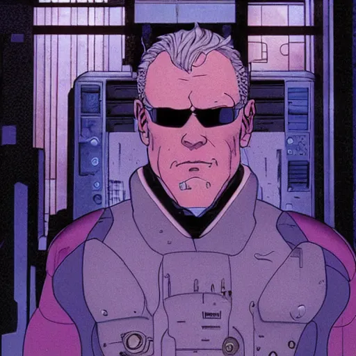 Prompt: Batou’s cybernetic eyes. Ghost in the shell. Moebius, cyberpunk, masterpiece