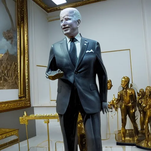Prompt: golden sculpture of joe biden