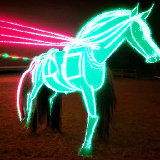 Image similar to a horse made out of lazers