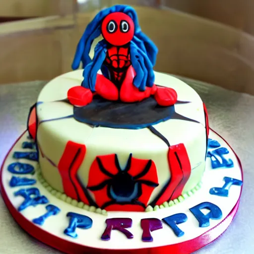 Image similar to spider birthday cake, super hero,