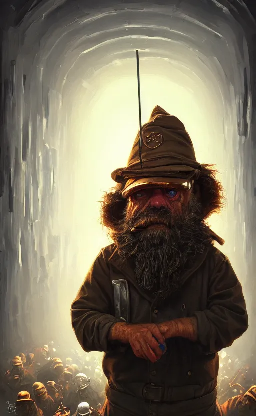 Prompt: hobocop from the disco elysium, concept art by aleksander rostov, oil painting, large strokes, artstation trending, symmetry, awesome exposition, very detailed, highly accurate, intricate, professional lighting diffracted lightrays, 8 k, sense of awe, gamers magazine cover