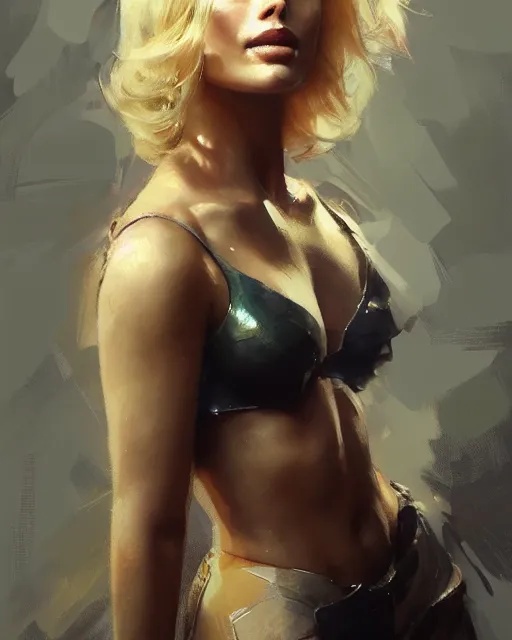 Prompt: Full view realistic portrait of actress margot robbie, masterpiece by Craig Mullins Artgerm in the style of Ruan Jia, wlop, Ross Tran, detailed and realistic, soft lighting, intricate details, realistic, full view, Artstation, CGsociety