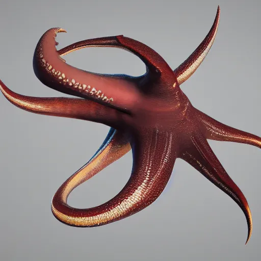 Image similar to low poly render of a giant squid monster