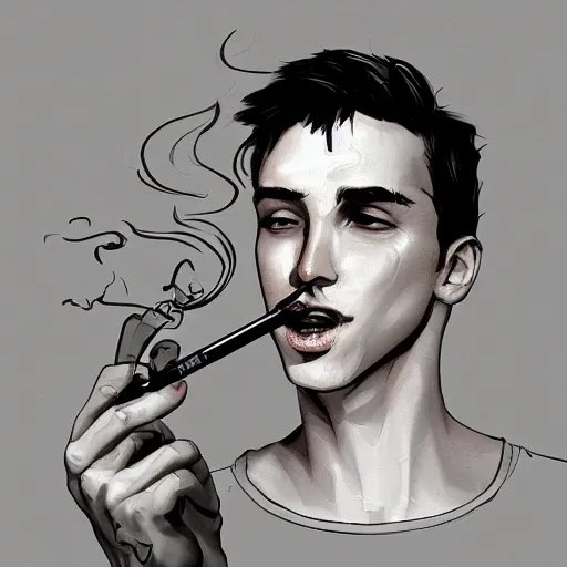 Prompt: a cigarette who smoke a cigarette, digital art, artstation