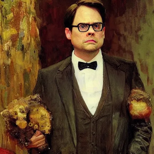 Image similar to dwight schrute and michael scott portrait by ilya repin