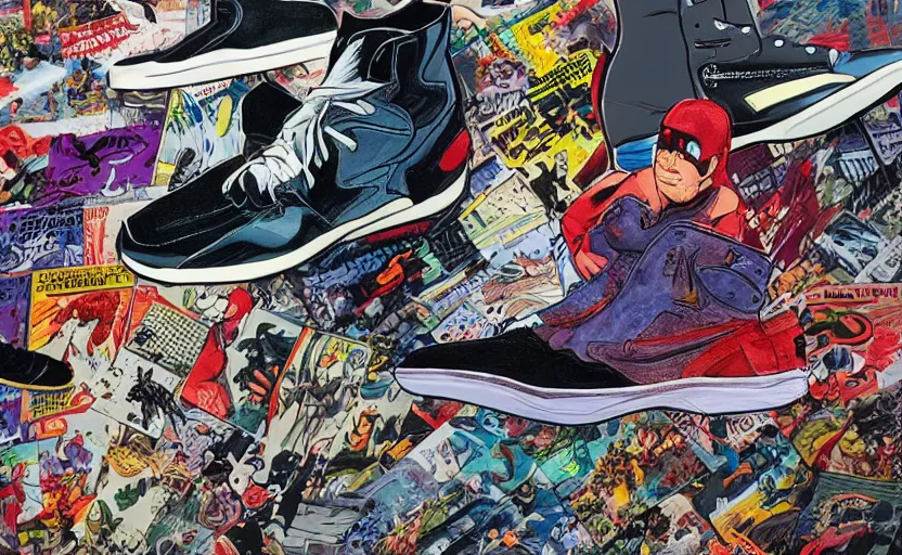 Image similar to sneakers, comic book art, detailed