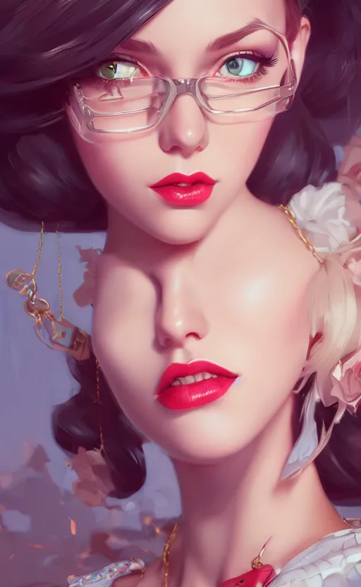 Image similar to a pin up and beautiful fashion charming dreamlke swedish girl with lv jewelry, character art, art by artgerm lau and wlop and and ilya kuvshinov and john singer sargent, hyperdetailed, 8 k realistic, symmetrical, frostbite 3 engine, cryengine, dof, trending on artstation, digital art