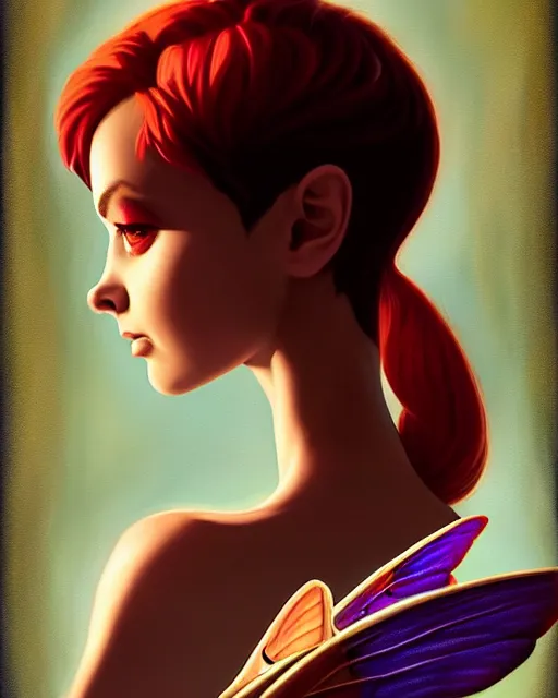 Prompt: 3 / 4 portrait of a beautiful powerful pixie with wings, digital painting, artstation, concept art, smooth, sharp focus, illustration, art by disney, symmetry face, fine details. art by alex ross, brittney lee