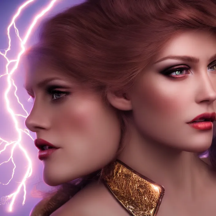 Prompt: photograph of a real-life beautiful lightning queen . Extremely detailed. 8k